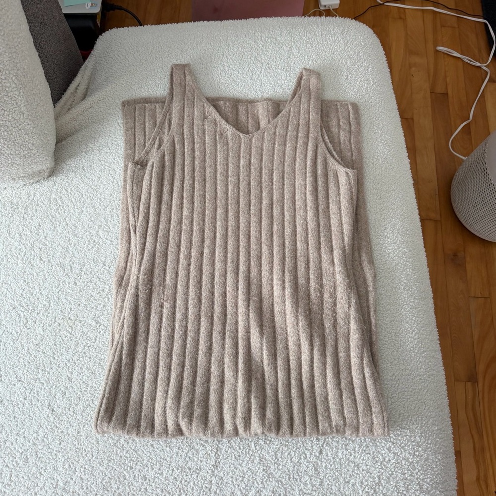 NWOT Universal Thread Taupe Ribbed Sweater Midi Slit Dress - Picture 3 of 7